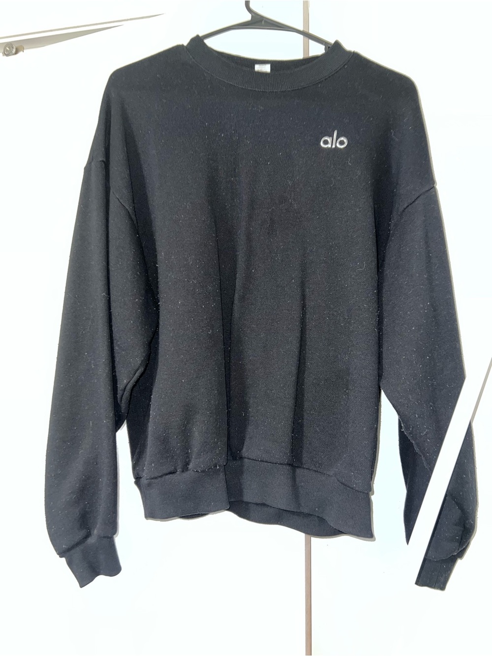ALO Yoga Black Crew Neck Pullover Sweatshirt